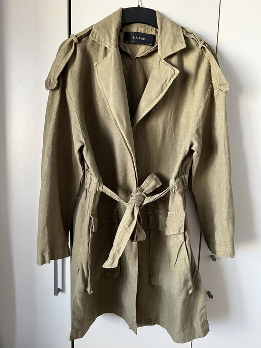 Trench scurt 100% in, Zara, XS, verde kaki