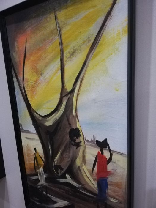 Красива картина с дървена рамка. Акрил.