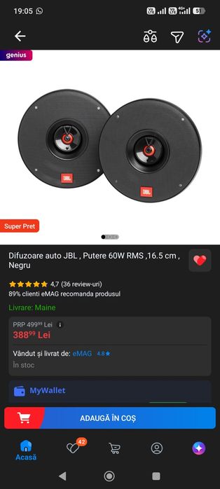 4 x difuzoare auto JBL  16,5 cm boxe