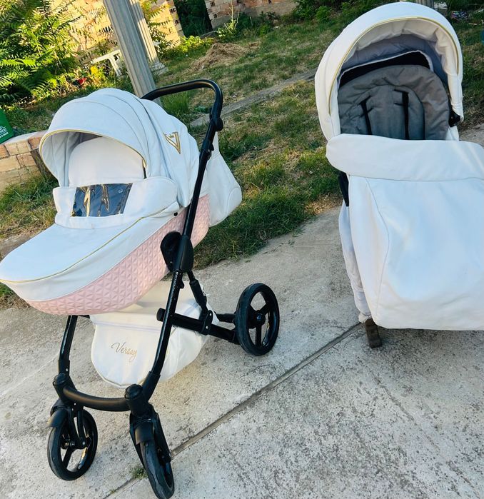 Бебешка количка 2в1 white and pink