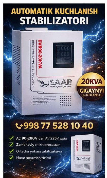 Avtomatik kuchlanish stabilizatori 20 kVA gigayni kuchlanish
20 kVA gi