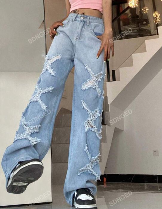 Blugi denim rupti in X Shein