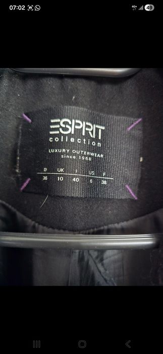 Palton Esprit dama 65%lână marime 40