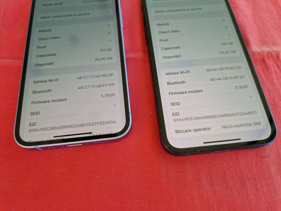 -Iphone 12Mini Black Purple 128Gb-64Gb 4Ram Bat: 78%-77% stare foarte buna poze reale doar telefonul nici o reparatie/interventie nici o res