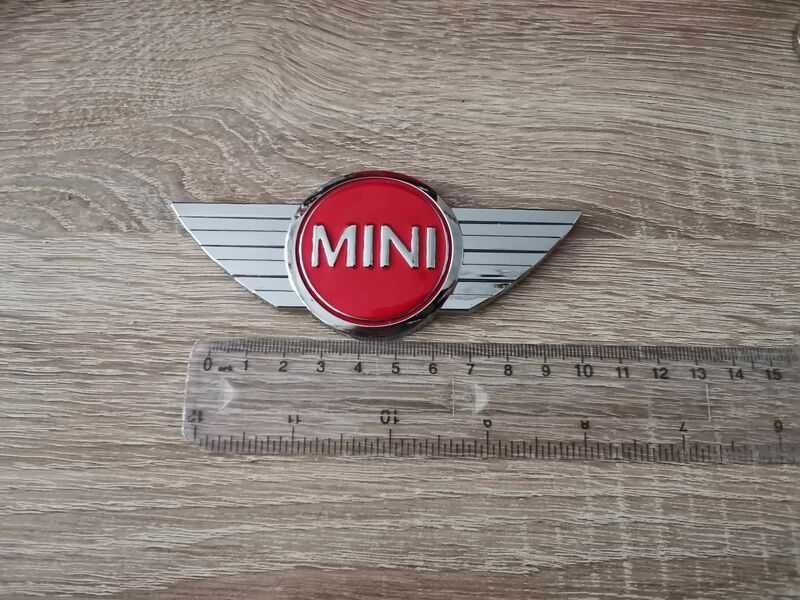 MINI Cooper емблема стар стил сребристо с червено