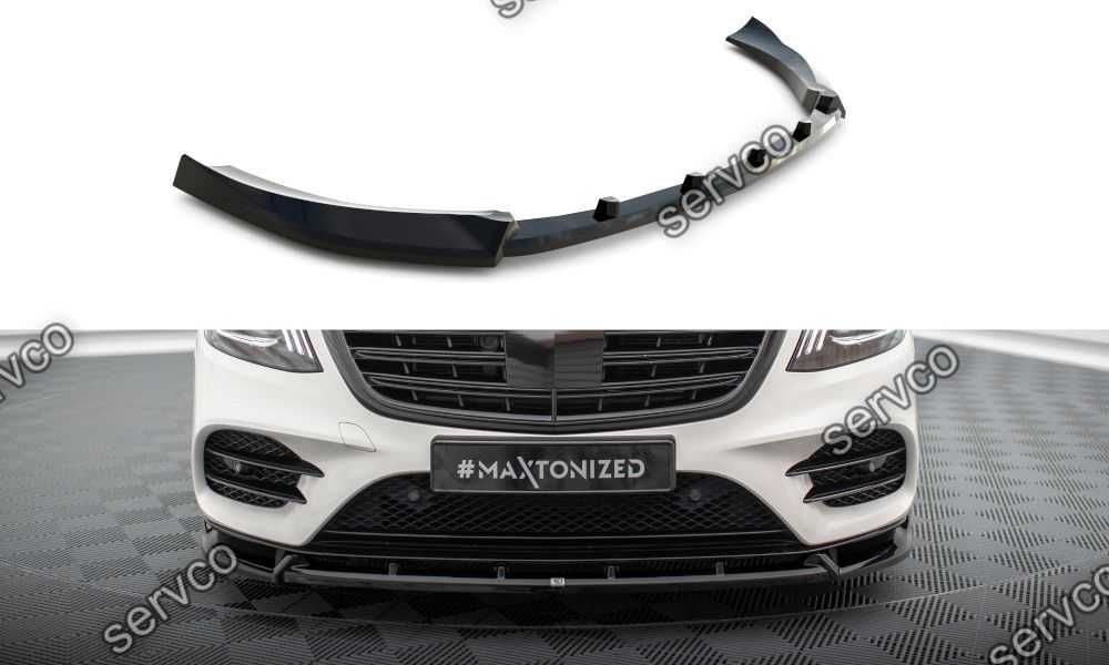 Prelungire splitter lip bara fata Mercedes S Class W222 pachet AMG Line Facelift 2017-2020 v4 - Maxton Design