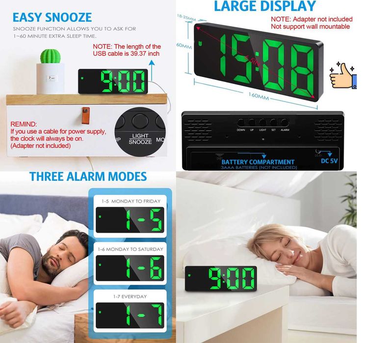 НОВ СВЕТЕЩ LED ЧАСОВНИК.Будилник.Електрически Светещи Часовници на ТОК