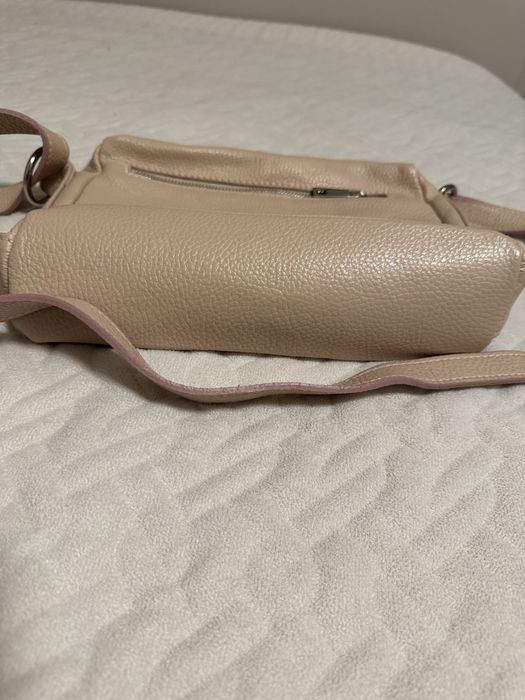 Дамска чанта естествена кожа с дълга дръжка