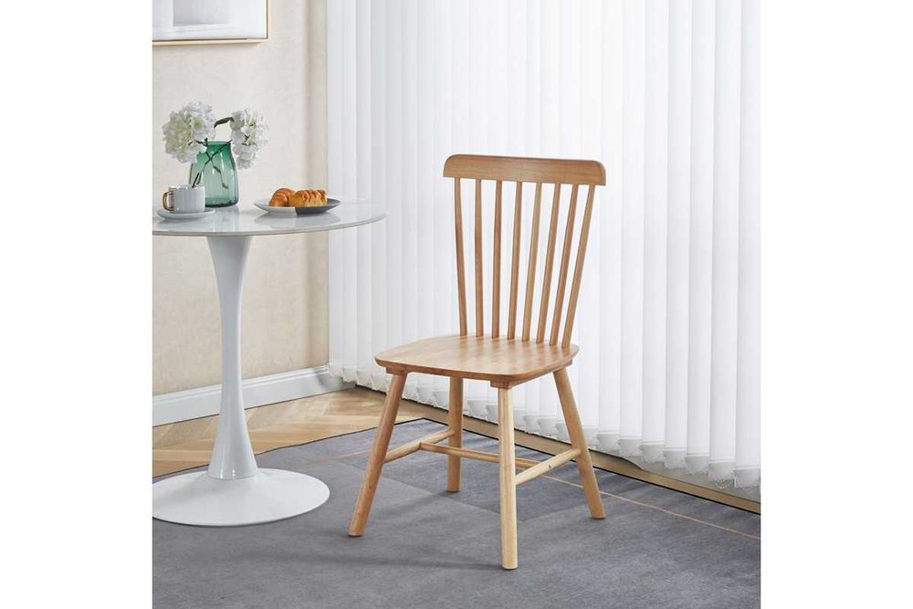 Трапезен стол Puzzle-home Melia, Каучуково дърво, Два цвята,45x51x87cm