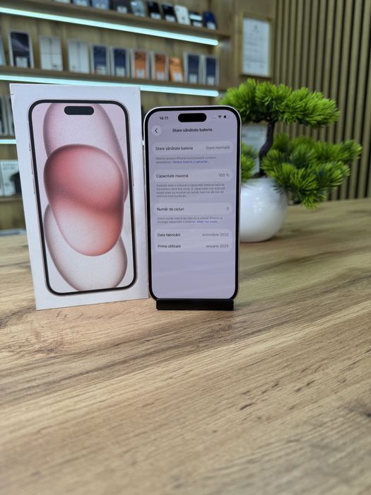 ‼️iPhone 15 128Gb Pink - Sanatate bat.100% - Garantie 12 luni