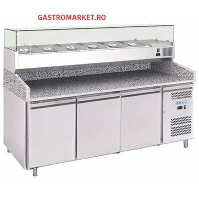 Masă frigorifică pizza NOUĂ Forcold Italia PZ3600TN, 3 uși, blat granit