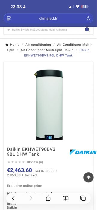 Boiler Daikin EKHWET90BAV3,90L