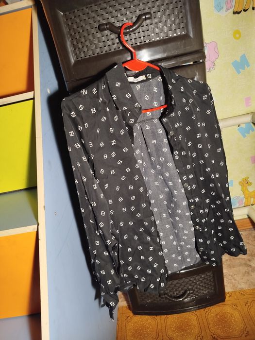 рубашка черная женская подростковая с узором