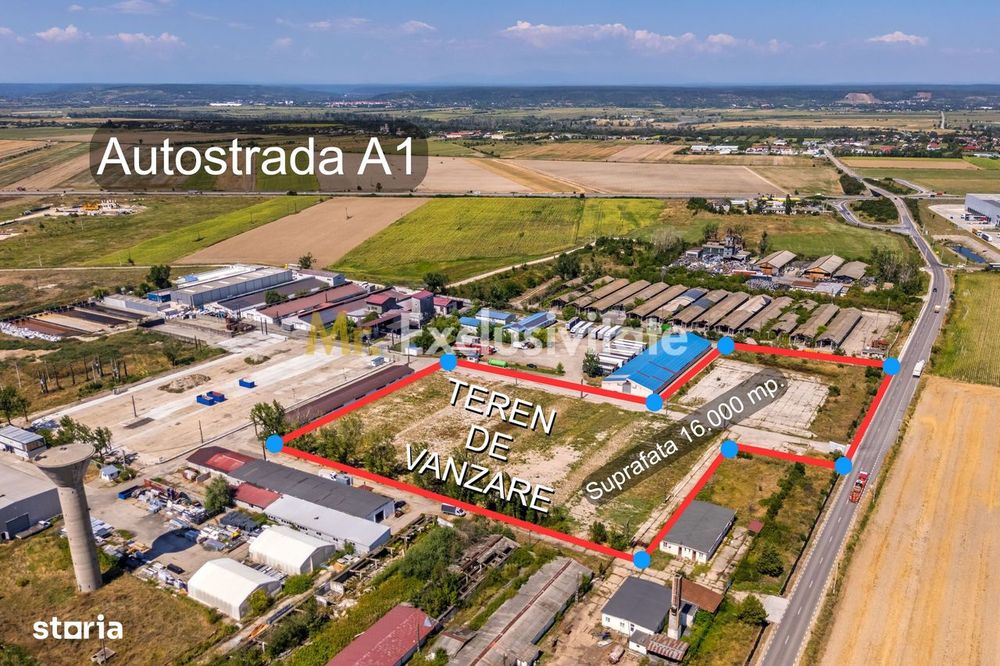 Teren industrial 16.000 mp lângă Autostrada A1 – Căteasca