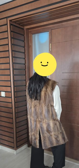 Дълъг дамски елек естествен косъм ХХL размер