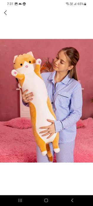 Мягкая игрушка. подушка Кот батон плюшевый, для обнимашек и сна