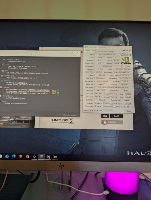 Pc low gaming Acer predator g3 i7 6700 rtx 2060