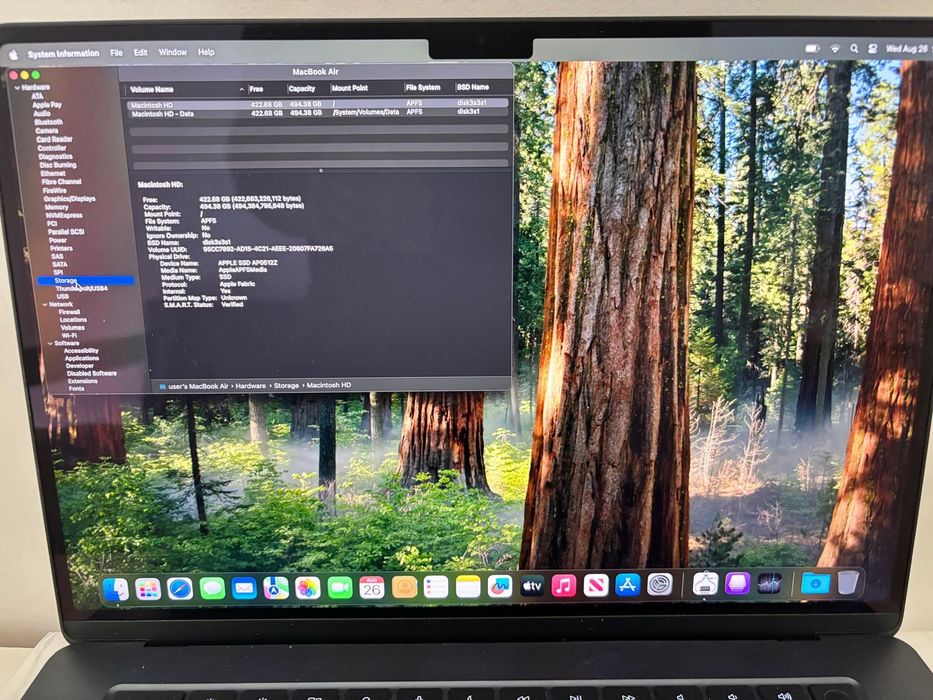 MacBook Air 15" M2 2023, 8GB/512GB, Midnight, stare foarte buna, cutie originala