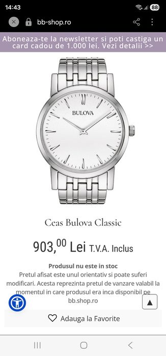 Ceas Bulova original cu baterie nouă