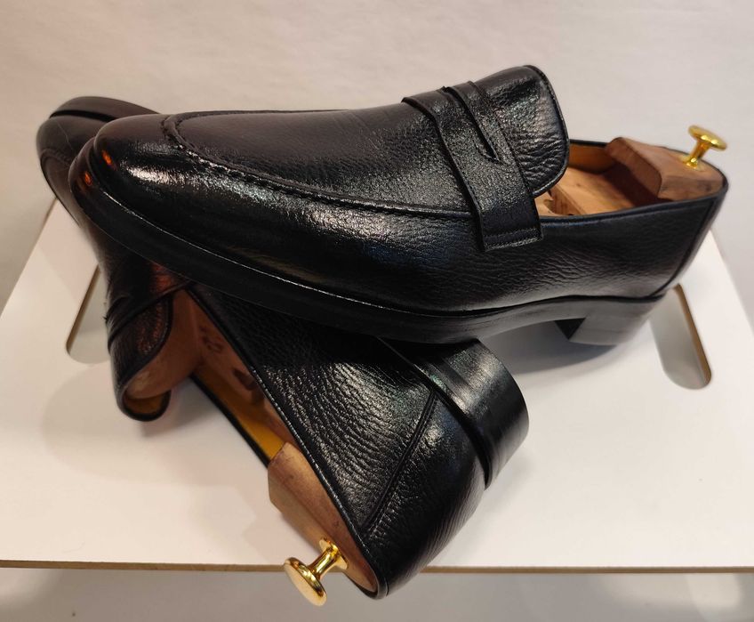 Pantofi loafer de lux 45 45.5 realizati manual KNIZE NOI piele naturala stropita moale negru