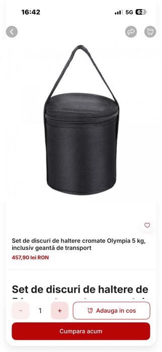 Set discuri cromate olimpice total 5 kg, mai exact; 2x25 kg+2x05 kg+2x0,75 kg+2x1 kg total 5 kg