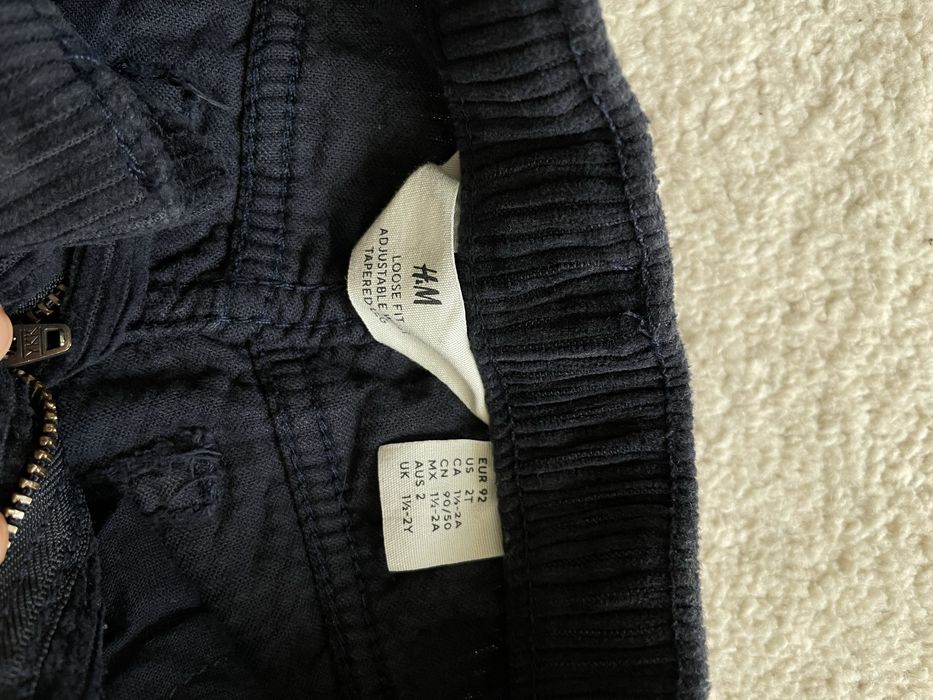 H&M pantaloni copii raiat bumbac, marimea 92, bleumarin