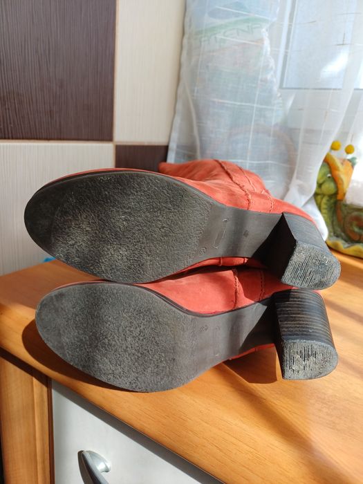 Vand cizme dama piele naturala intoarsa culoare somon