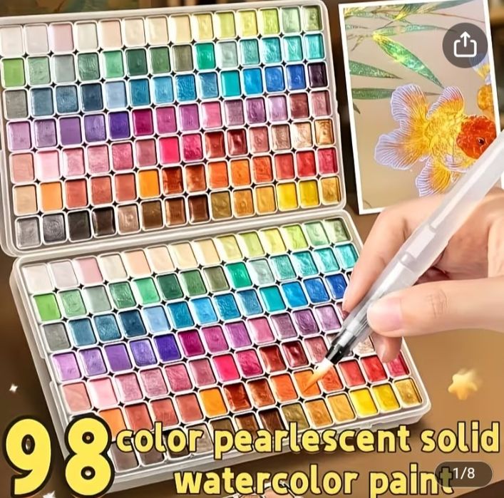 Acuarele metalizate cu 98 culori