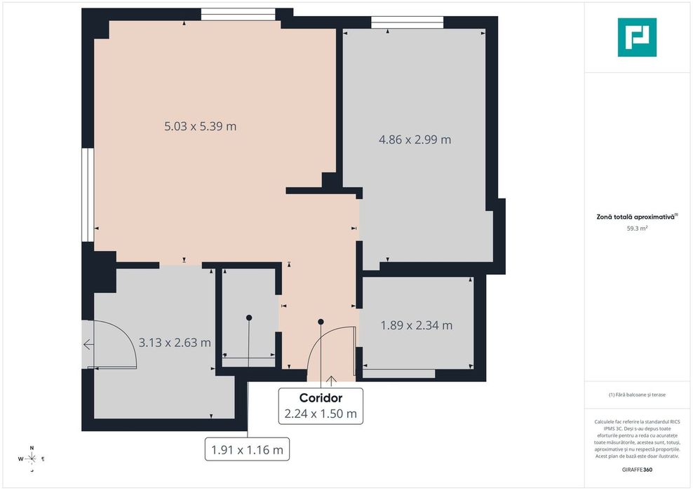 Apartament 2 camere,  55 mp, Tipografilor
