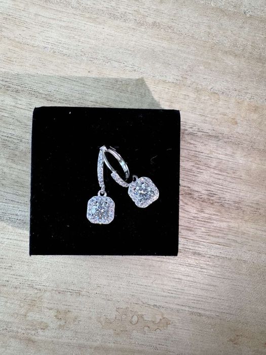 Дамски обици с лаб. диаманти (moissanite, мойсанити)