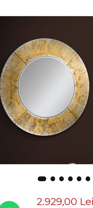 Oglinda decorativa rotunda cu foita de aur