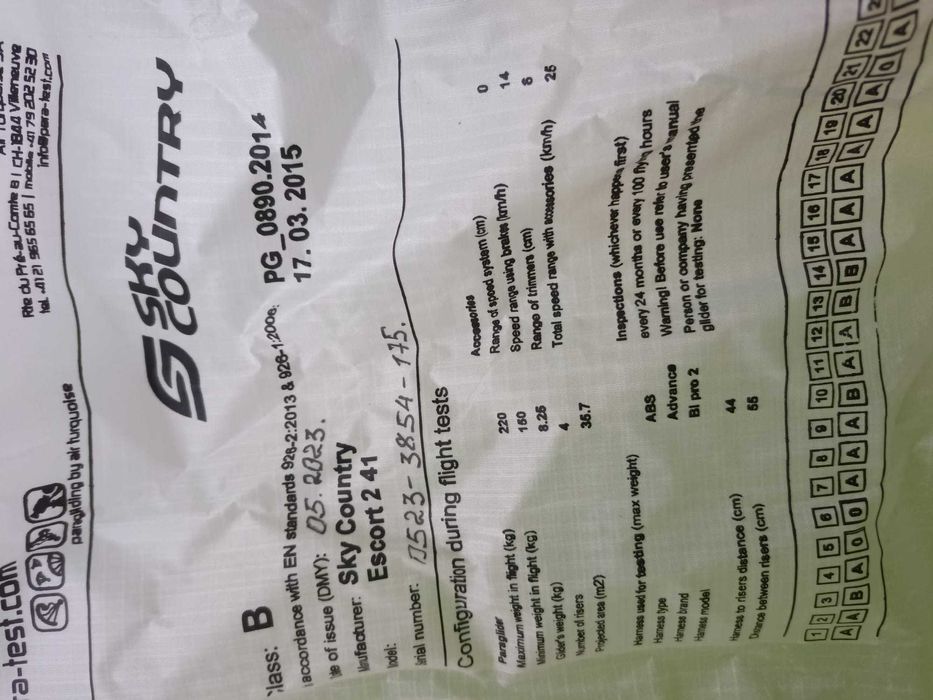 Echipament parapanta tandem complet, CA NOU.