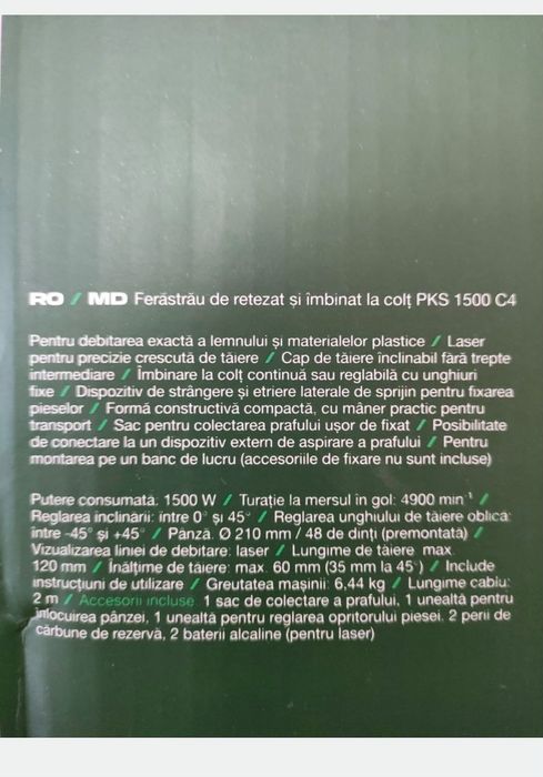 Fierăstrău circular de retezat și îmbinat la colt, fix de banc Parkside