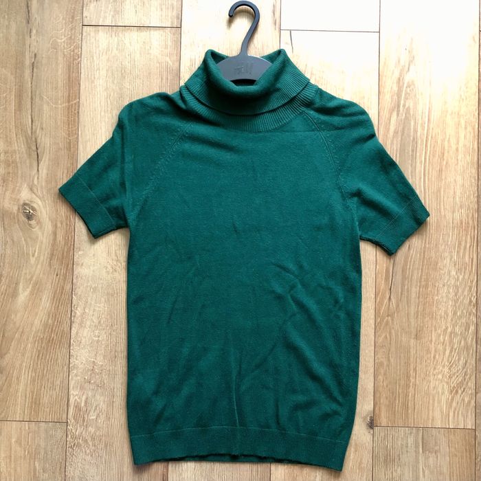 MANGO Bluza dama verde pe gat | primavara | maneci scurte, subtire | S