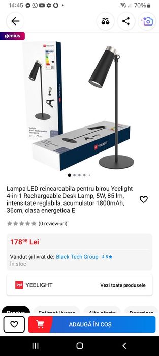 Vand lampa Led, reîncărcabila, 4 în 1, sigilata, garantie 2 ani