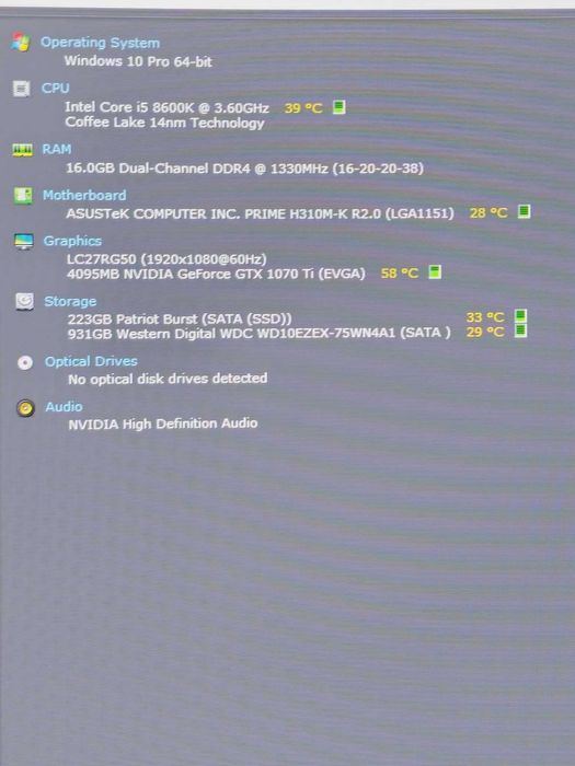 PC Gaming Intel i5 8600K, Gtx 1070ti 8gb, 16gb ram 150-300 fps cs 2