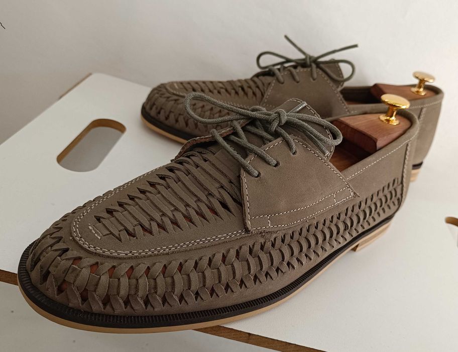 Pantofi derby 44 casual premium Blaq NOI piele naturala moale impletit