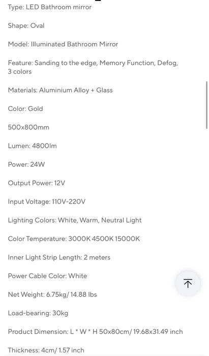 Oglinda baie led aurie