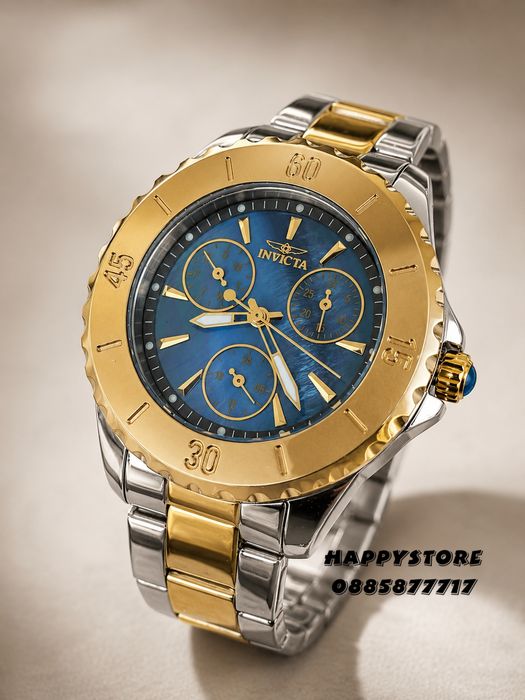 INVICTA Mother of pearl silver/gold blue dial 38 mm, Инвикта нов дамски часовник