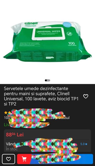 Servetele umede dezinfectante pentru maini si suprafete, Clinell Unive