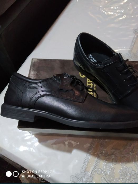 Фирменные туфли утеплёные из натуральной кожи 44р производства Турции