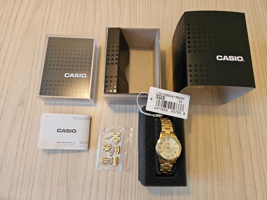 Часовник CASIO LTP-V004-9BUDF НОВ Дамски аналогов златист JAPAN с дата