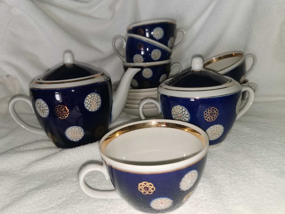 Синяя посуда с позолотой СССР