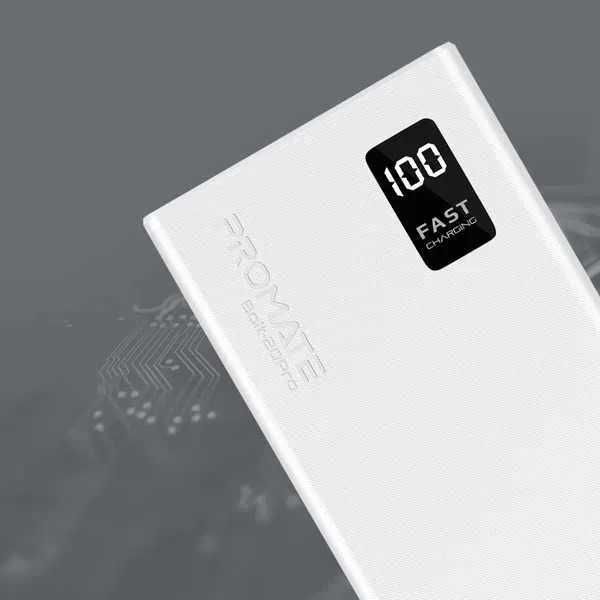Powerbank Baterie externa PROMATE Bolt-20Pro, 20000mAh, 2x USB-A, 1x USB-C, alb noua sigilata