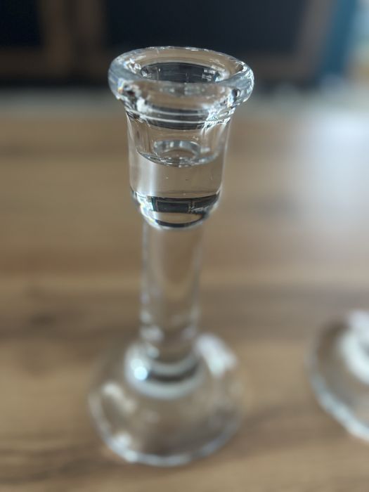 Set suport lumanari sticla - 2 sfesnice sticla