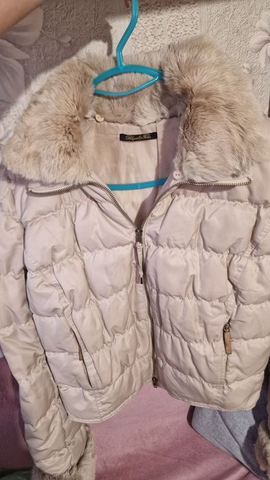 Късо дамско яке Blugirl с пух и яка от норка, размер С