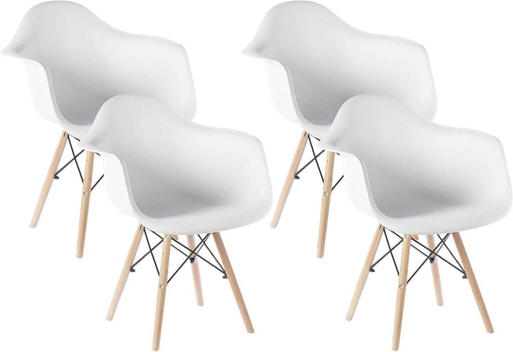 Комплект от 4 трапезни стола, Модерен пластмасов, от средата на века