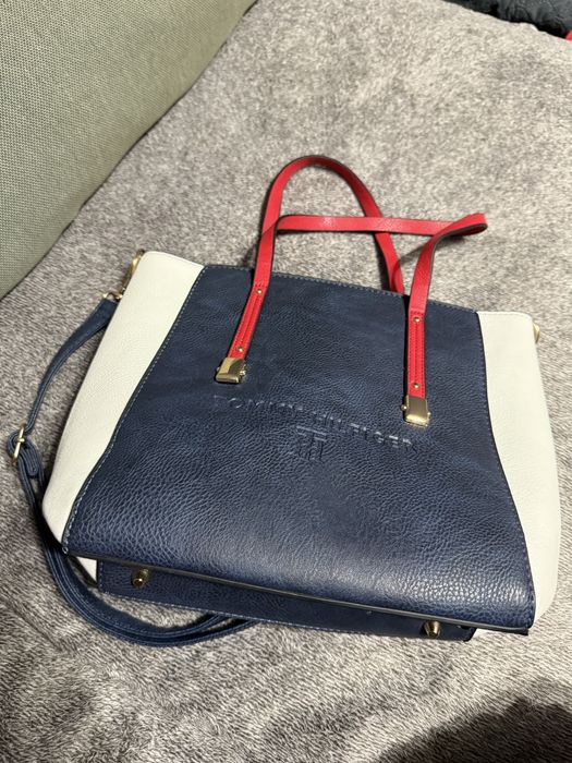 Geanta Tommy Hilfiger Piele Navy Blue