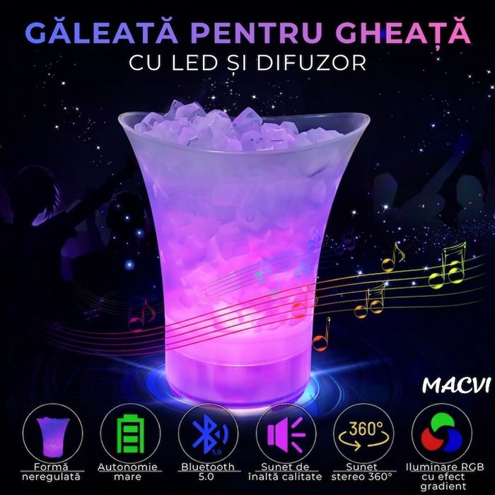 Frapieră cu LED și boxă Bluetooth
