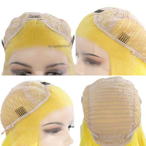 Дълга права жълта перука с дантела 13x4 - ефектен и модерен стил